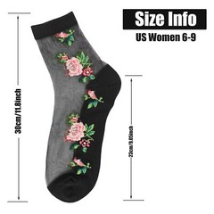 5 Pairs Womens Ankle Sheer Socks Floral Cute Nylon Mesh Transparent Socks