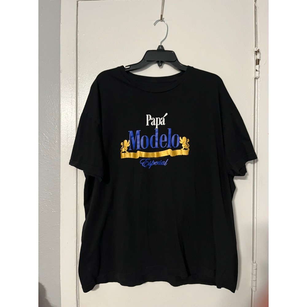Modelo Especial Papa Beer Graphic T-Shirt Mens 2XL Black Short Sleeve Tee 501