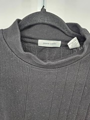 Pierre Cardin Mens Sz XXL Long Sleeve Mock Neck Knit T Shirt Black Ribbed