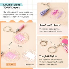 140 PCS Acrylic Keychain Blank Set, Funny Double-Sided UV DTF Stickers Acryli…