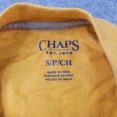 Chaps Shirt Mens Small Yellow Long Sleeve Henley Soft Feel Tagless Jersey Tee