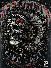 AFFLICTION Men’s T-shirt AC IROQUOIS BLACK LAVA Biker Skull Tattoo MMA S-4XL