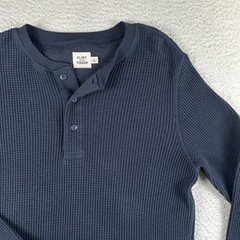Flint And Tinder Shirt Mens Large Waffle Thermal Henley Long Sleeve Navy Blue