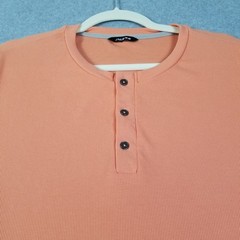 JMIERR Henley Shirt Men’s XL Orange Ribbed Short Sleeve Casual Tee Stretch Knit