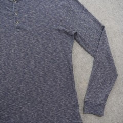 Jachs Shirt Mens Extra Large Blue Henley Button Long Sleeve Logo Cotton Dexter