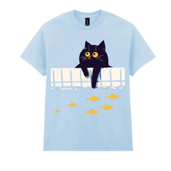 Cute Tuxedo Cat T-Shirt Kawaii Cat Lover Graphic Tee Cartoon White Shirt Sale