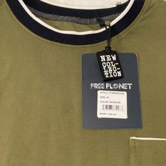 Free Planet Mens Ringer Pocket T-Shirt Olive Green Size M NWT