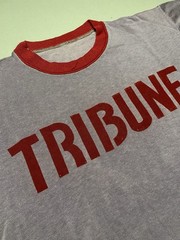True Vintage 1970s Tribune Newspaper Ringer T-Shirt Single Stitch Acrylic Boxy