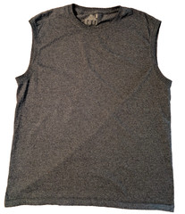 MEN’S SLEEVELESS TSHIRT: Charcoal Gray Muscle Fit Training Gym Wear MEDIUM M