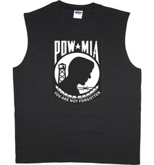 Men’s sleeveless shirt POW MIA war veteran biker workout muscle tee tank top