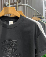 New Men Fashion Trend Tiger Embroidery Summer Short Sleeve Luxury Cotton T-Shirt