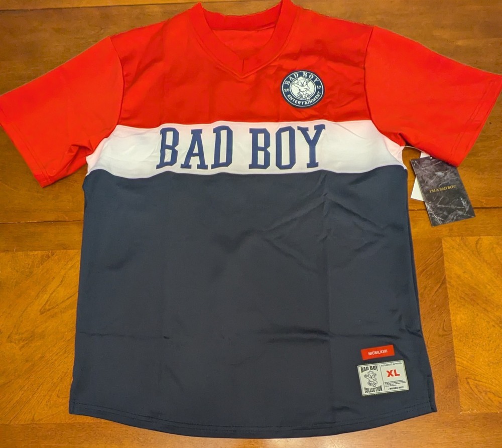 Bad Boy Entertainment XL Jersey NWT Red White Blue 94 Hip Hop Streetwear Shirt