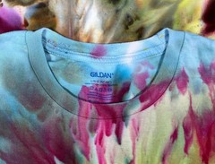 Handmade Ice Tie Dye T-Shirt Large Mens Womens Soft Cotton Green Plum Spiral