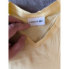 Lacoste Mens V-Neck T-Shirt Yellow 100% Pima Cotton Regular Fit US L FR 5