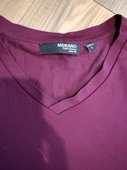Mutant Liquid Luxury Slim Fit Men’s Large V-neck T-shirt Maroon Cotton