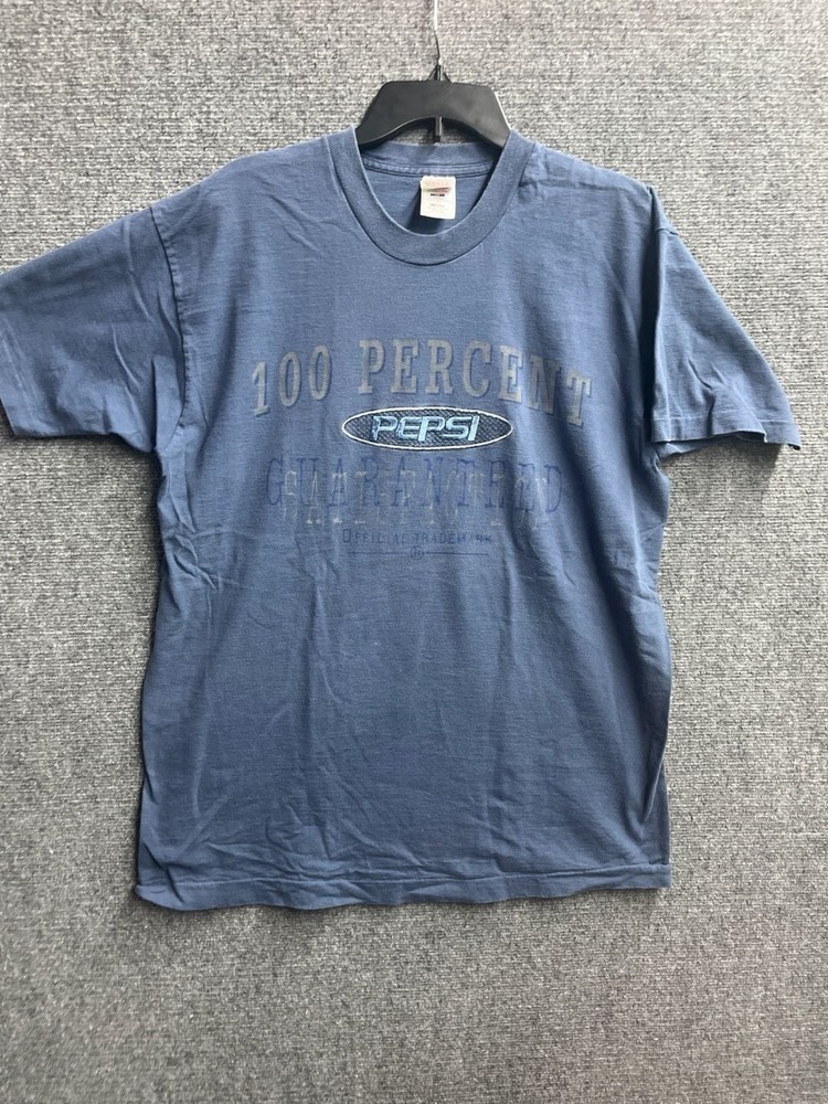 Vintage 90s Pepsi 100 Percent Guaranteed Embroidered T-Shirt XL Single Stitch