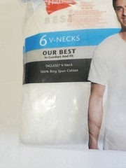 Hanes Best Men’s V-Necks Tagless Undershirt Underwear T Shirt Sz M White, 6 Pack