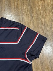 Burberry Cotton Crewneck Logo T-Shirt Mens Large Blue Striped