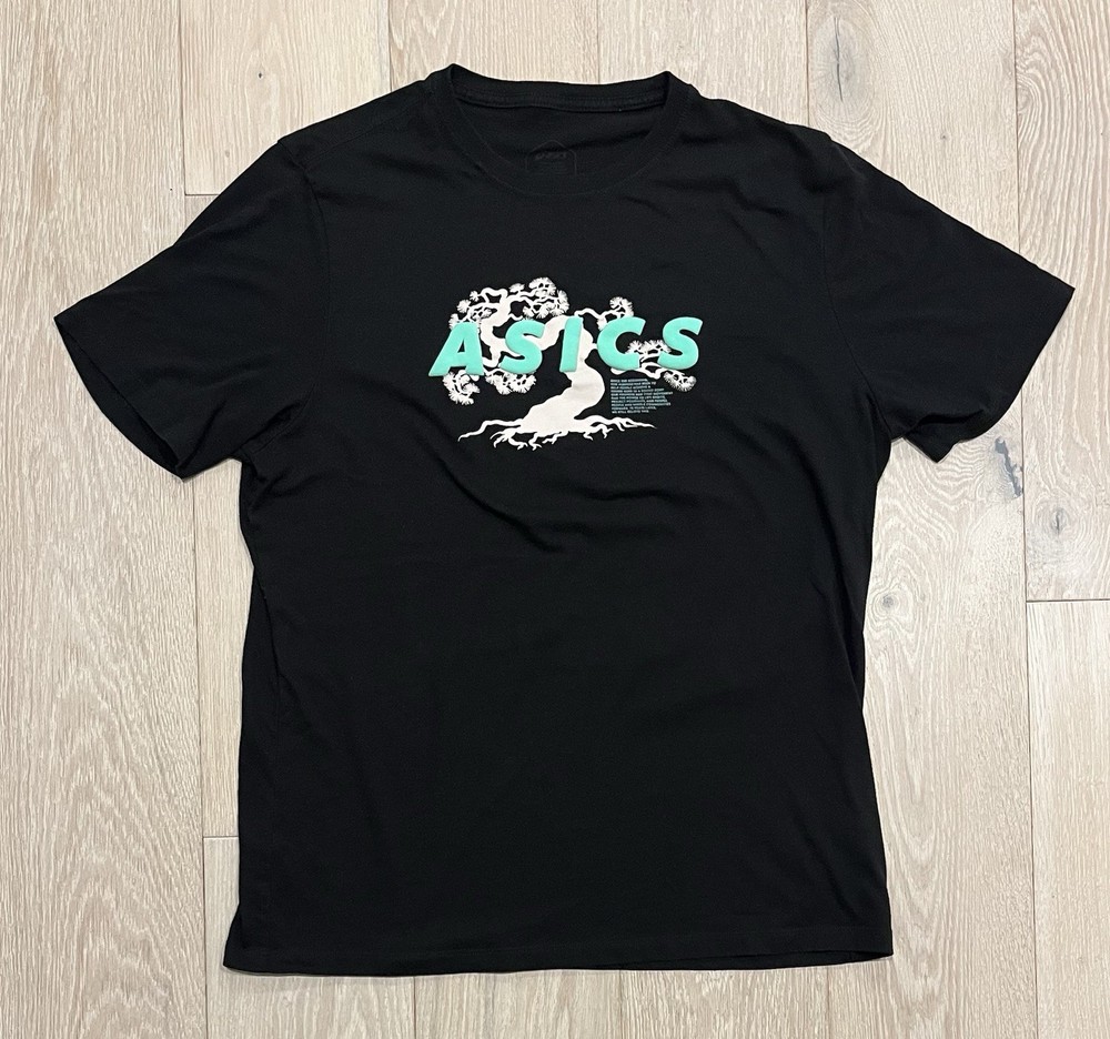 ASICS Men’s Short Sleeve Graphic T-Shirt Tree, Size Large, Black