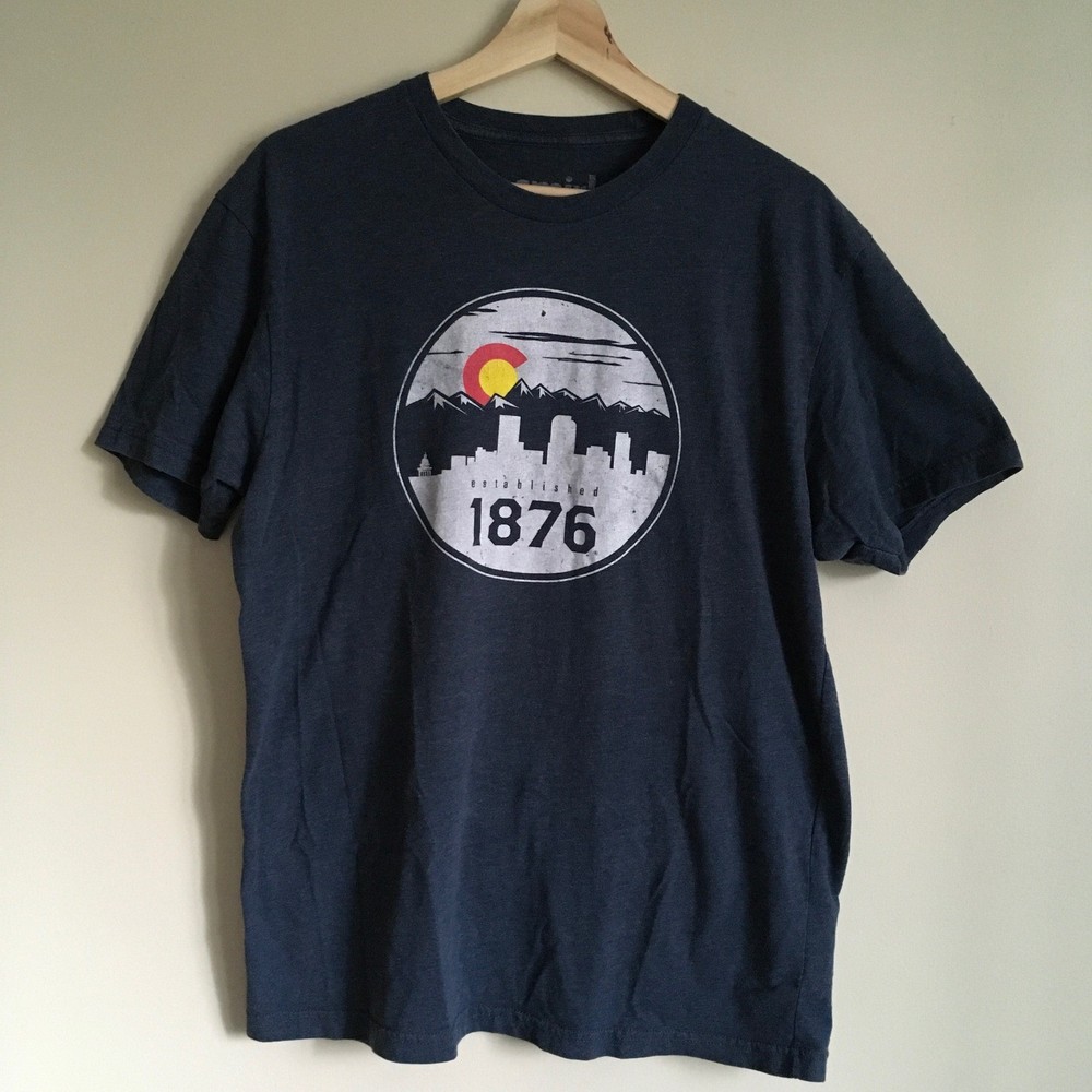 Colorado Graphic T-Shirt Navy Blue Mountain Tee Large