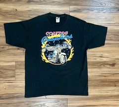Vtg Contos Graphics Motorcycle Black Tshirt On Fruit Of The Loom Sz XL Weed T