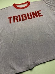 True Vintage 1970s Tribune Newspaper Ringer T-Shirt Single Stitch Acrylic Boxy