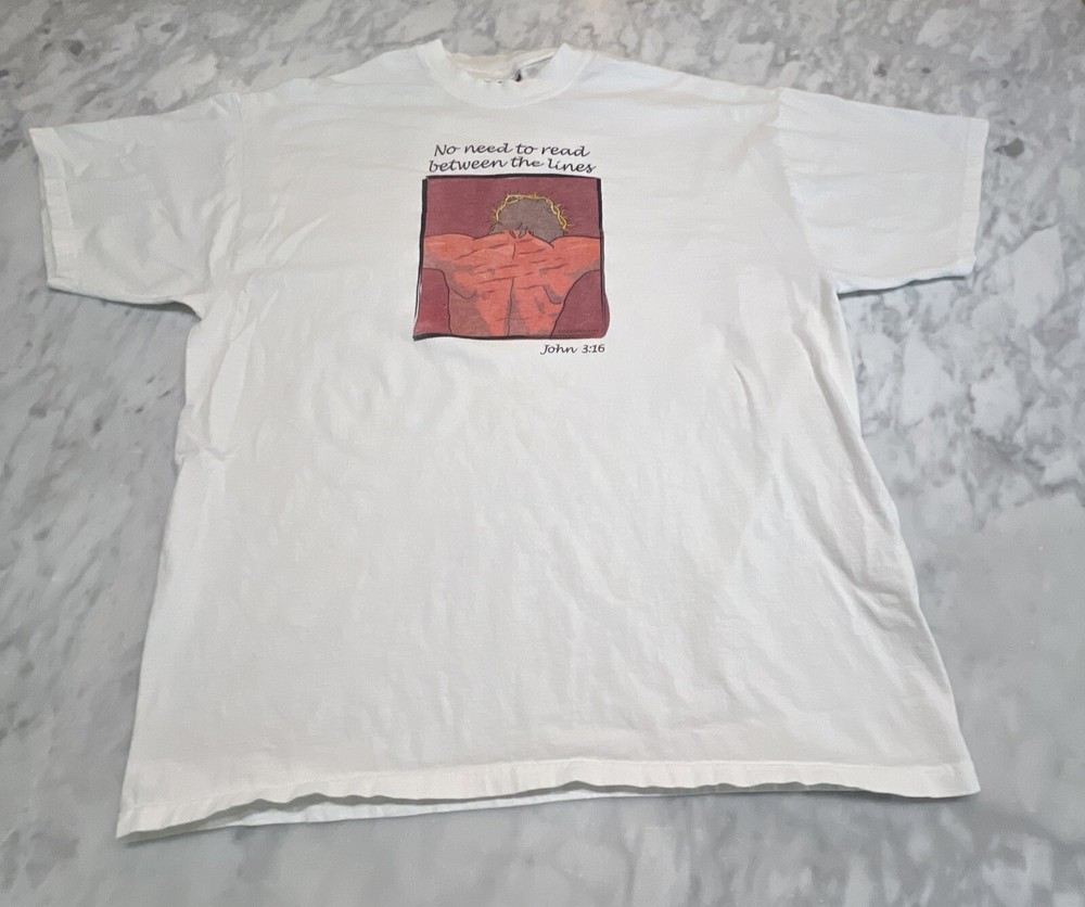 No Need To Read Between The Lines John 3:16 Vintage T Shirt XL Biblical Express