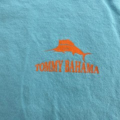 Tommy Bahama T-Shirt Mens Large Blue Rum Parrots Tropical Beach Vacation Party