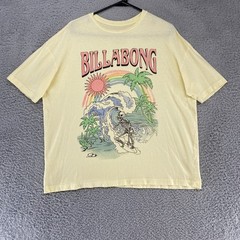 Billabong Oversized Tee Womens Small Skeleton Surfer Palm Trees Graphic Beach