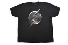 The Flash Mens DC Comics Superhero Bolt Logo Black Shirt New L, XL, 3XL
