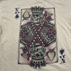 Brooklyn Vertical T-Shirt Graphic Print Skull King Tan Mens M * Actual Size SM *