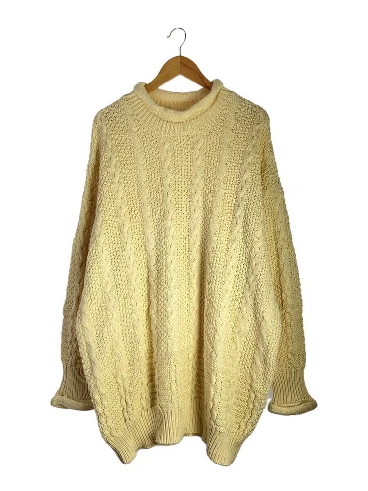 Other Brands: HIROKI TSUZUKI Knit Sweater (Thick) FREE Cotton Beige Solid Color