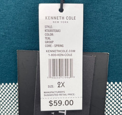NWT Kenneth Cole Men’s T-Shirt 2XL Teal Cotton Blend Short Sleeve KTXJ85TEAA3