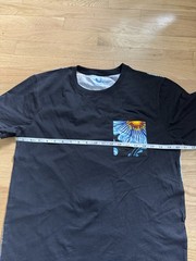 Black Blue Floral Graphic Pocket T-Shirt Men’s Large Cotton Sri Lanka Tee
