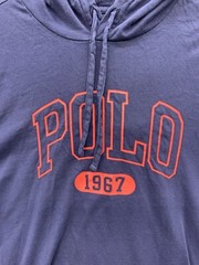 Polo Ralph Lauren Men’s Long Sleeve Hooded Tee Shirt Large Navy Spell Out