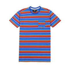 Beautiful Giant Men’s Fashion Striped Pocket T-shirt Crewneck Regular ORANGE