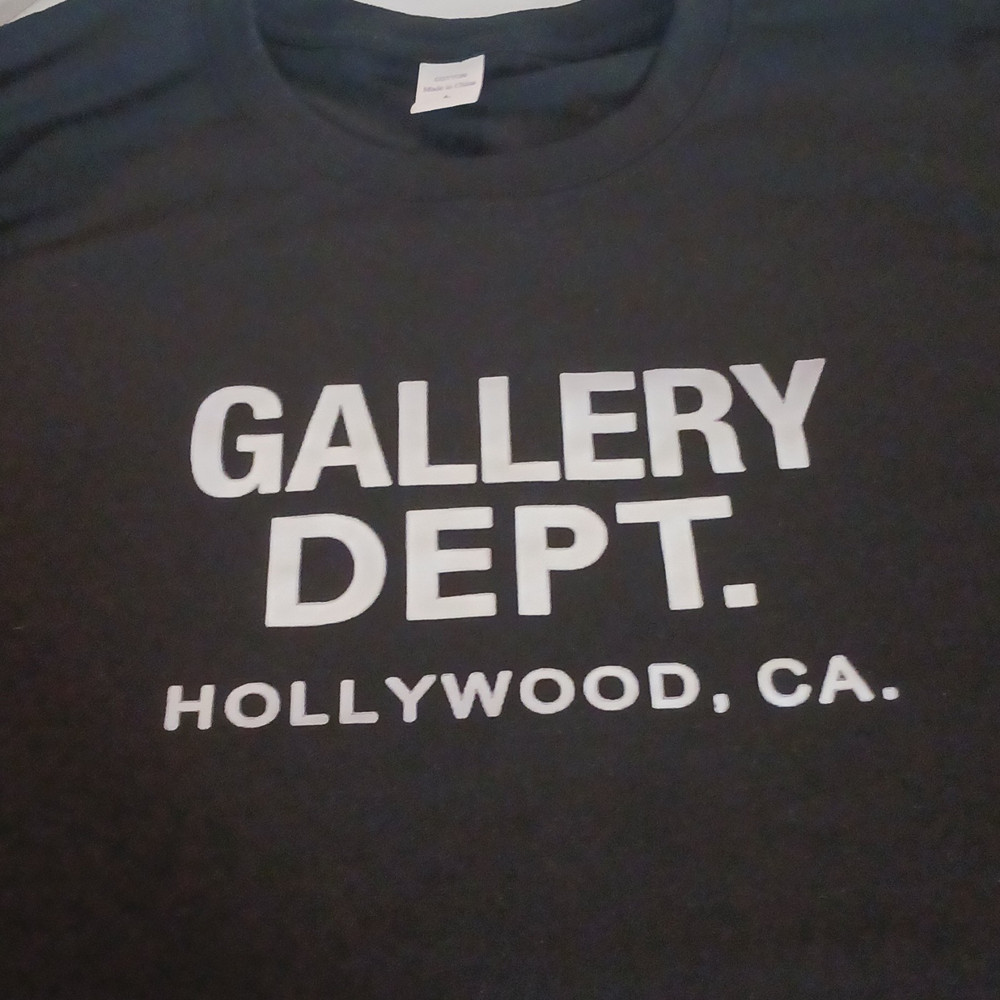 Gallery Dept. mens L Black Cotton Jersey Crew Neck Short Sleeve Graphic T-Shirt