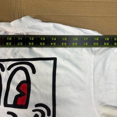 Keith Haring Three Eyed Person Smiling Art 2 Sided White T-Shirt Size Medium