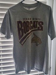 Mens Size LARGE Texas State BOBCATS T-Shirt San Marcos TEXAS Jerzees 90 Cot/10Po