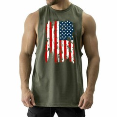 Men’s Bodybuilding American Flag Tank Top Sleeveless Shirt sport fitness New