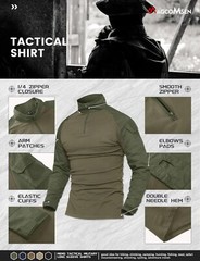 Men’s 1/4 Zip Shirts Long Sleeve Ripstop Top Outdoor Work Hiking Training Shirts