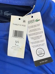 NEW Lacoste Sport T-Shirt Mens Large 5 Blue Ultra Dry Gym Exercise Performance