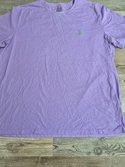 Polo Ralph Lauren Crew Neck Modern Classic-Fit Shirt Mens XL PURPLE GREEN PONY