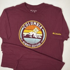 Columbia Shirt Men Sz XL Graphic Tee Short Sleeve Crewneck Burgundy