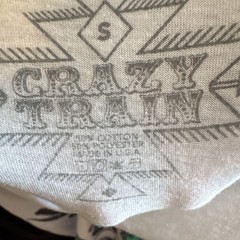 Crazy Train Men’s Raglan Crew Neck Graphic T-Shirt 3/4 Sleeve Black/White S