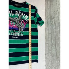 Civil Regime T-Shirt Mens Medium Green Navy Striped Phoenix Graphic Excellent