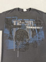 Terminator 2 T Shirt Endoskeleton Y2K Universal Studios T2-3D Gray Men Small