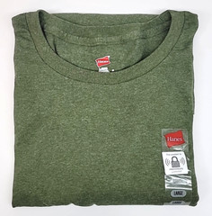 Hanes Men’s Size Large Heather Olive Green Crew Neck T-Shirt Cotton Blend