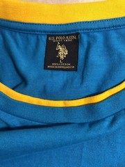 USPA US POLO Blue Yellow Crew Neck Short Sleeve T-Shirt Men’s Large L