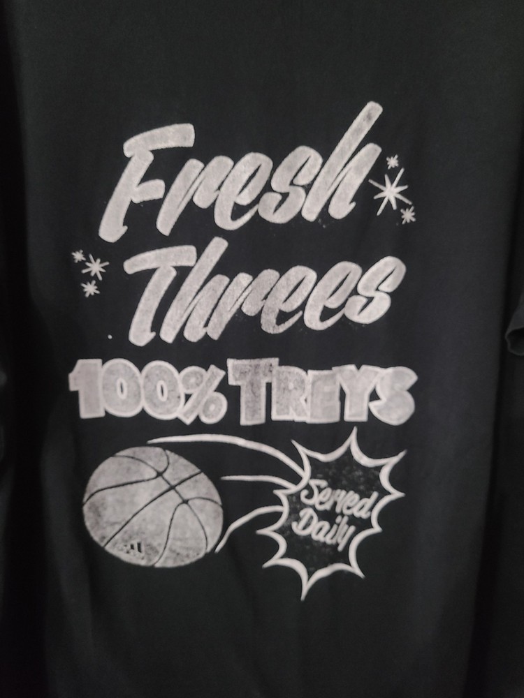 Adidas Climalite Basketball Fresh Threes Black Graphic Tee Shirt, Men’s XL